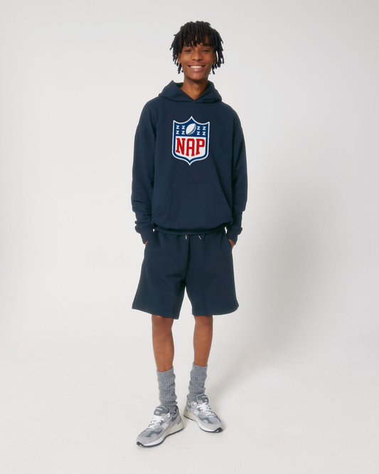 HEAVYWEIGHT 'GRIDIRON' NAP HOODIE | BAGGY FIT | ORGANIC COTTON  | PRINTED LOGO | UNISEX