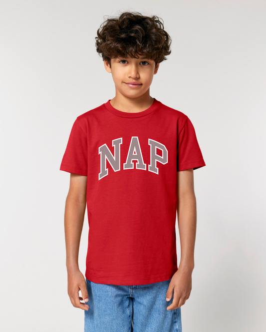 KIDS NAP TSHIRT | ORGANIC COTTON | MEDIUM FIT | PRINTED VARSITY LOGO