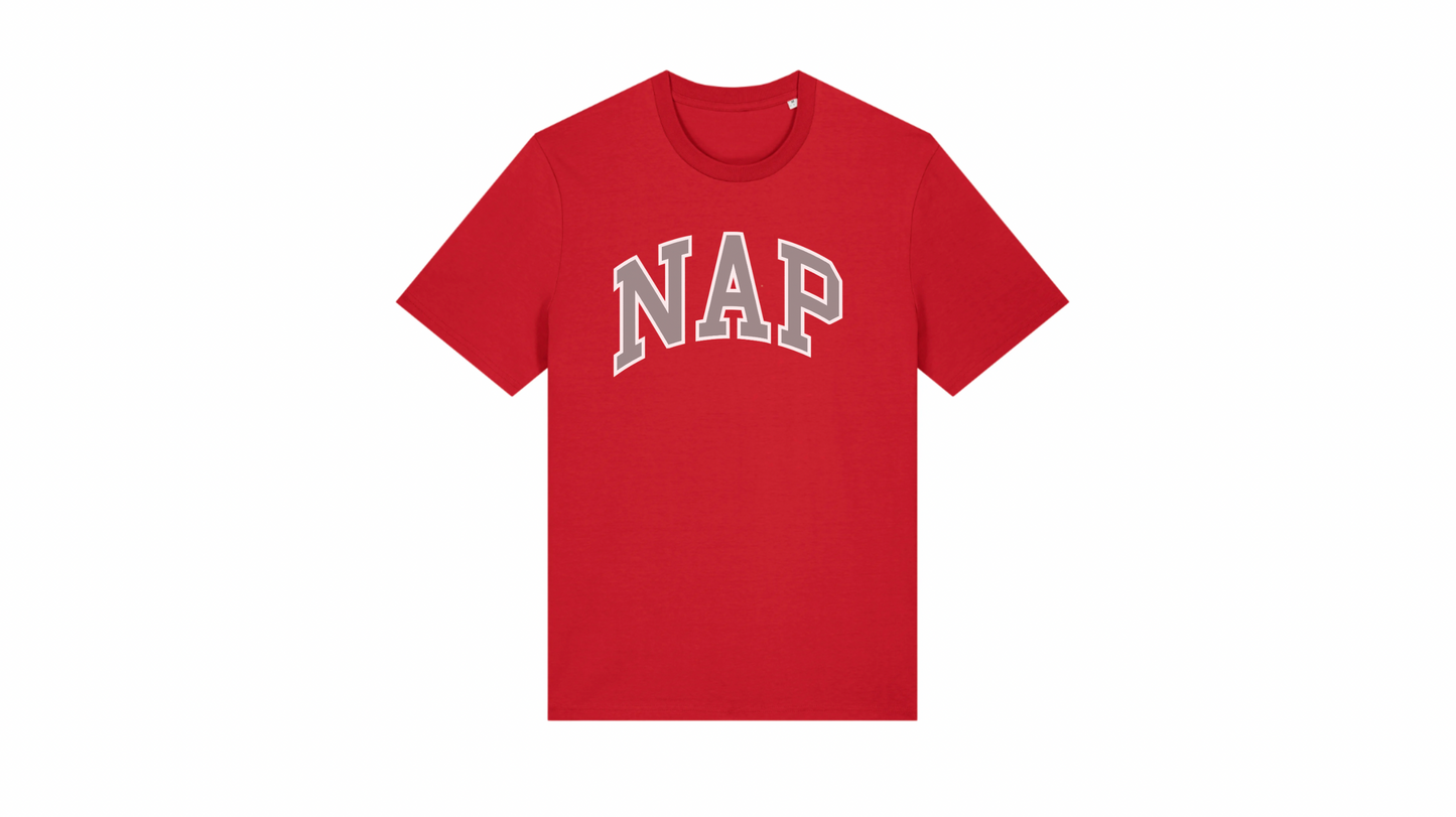 O.G. NAP TSHIRT | ORGANIC COTTON | UNISEX | MEDIUM FIT | PRINTED VARSITY LOGO