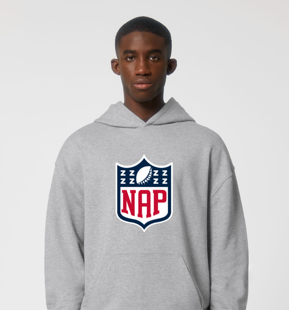 HEAVYWEIGHT 'GRIDIRON' NAP HOODIE | BAGGY FIT | ORGANIC COTTON  | PRINTED LOGO | UNISEX