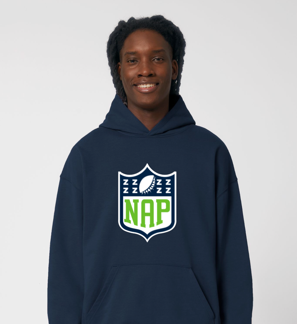 HEAVYWEIGHT 'GRIDIRON' NAP HOODIE | BAGGY FIT | ORGANIC COTTON  | PRINTED LOGO | UNISEX