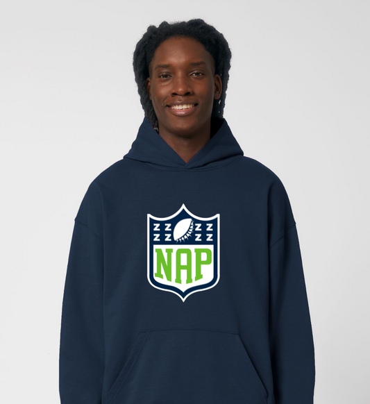 HEAVYWEIGHT 'GRIDIRON' NAP HOODIE | BAGGY FIT | ORGANIC COTTON  | PRINTED LOGO | UNISEX